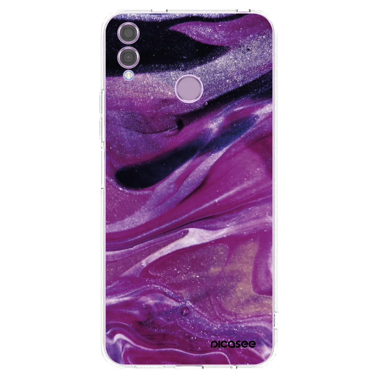 Picasee silikonový průhledný obal pro Honor 8X - Purple glitter