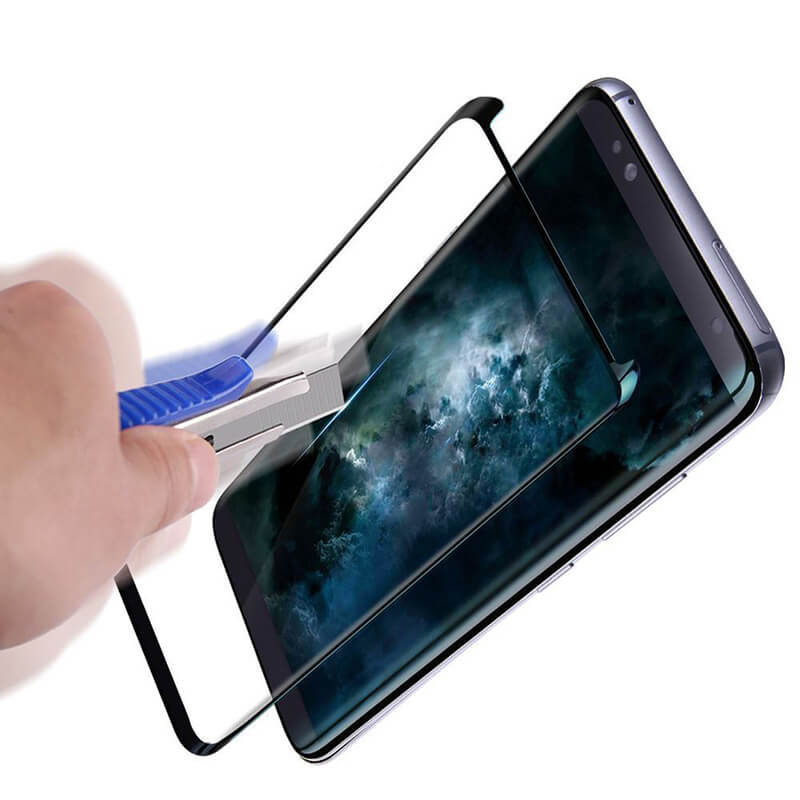 3x Picasee 3D zahnuté ochranné sklo pro Samsung Galaxy S9 G960F - černé