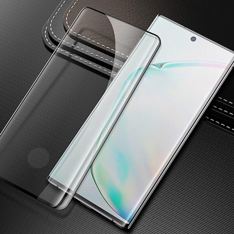 3x 3D Zahnuté Ochranné Sklo Pro Samsung Galaxy Note 10+ N975F - černé - 2+1 Zdarma
