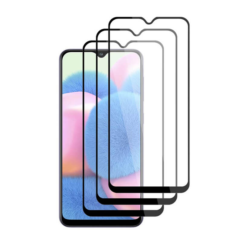 3x Picasee 3D tvrzené sklo s rámečkem pro Samsung Galaxy A30s A307F - černé - 2+1 zdarma