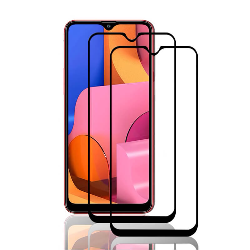 3x Picasee 3D tvrzené sklo s rámečkem pro Samsung Galaxy A20s - černé - 2+1 zdarma
