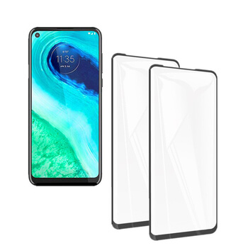 3x Picasee 3D tvrzené sklo s rámečkem pro Motorola Moto G8 - černé - 2+1 zdarma