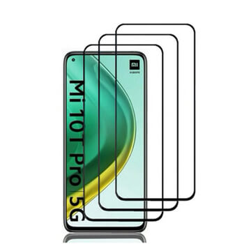 3x Picasee 3D tvrzené sklo s rámečkem pro Xiaomi Mi 10T Pro - černé - 2+1 zdarma