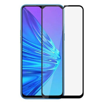 3x Picasee 3D tvrzené sklo s rámečkem pro Realme 5 - černé - 2+1 zdarma