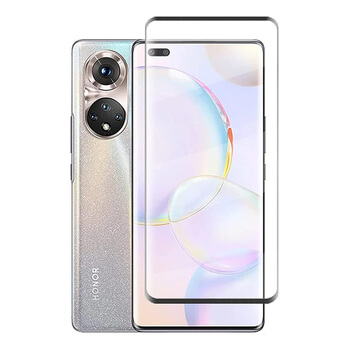 3x Picasee 3D zahnuté ochranné sklo pro Honor 50 5G - černé - 2+1 zdarma