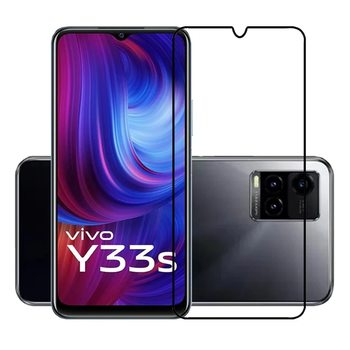 3x Picasee 3D tvrzené sklo s rámečkem pro Vivo Y33s - černé - 2+1 zdarma