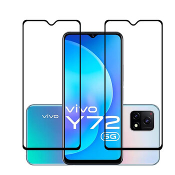 3x Picasee 3D tvrzené sklo s rámečkem pro Vivo Y72 5G - černé - 2+1 zdarma