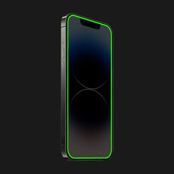 3x Picasee 3D Ochranné tvrzené sklo se svítícím rámečkem pro Apple iPhone 12 - Zelená - 2+1 zdarma