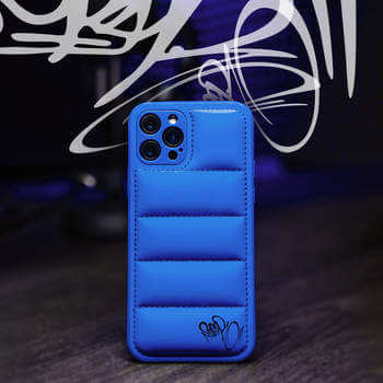 Picasee Puffer case pro Apple iPhone 12 - Separ Puffer - Modrá