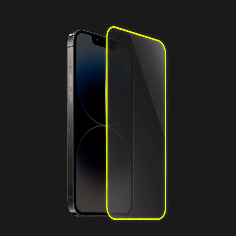 3x 3D Ochranné Tvrzené Sklo Se Svítícím Rámečkem Pro Apple IPhone 12 - Žlutá - 2+1 Zdarma