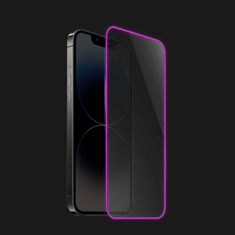 Picasee Ochranné tvrzené sklo se svítícím rámečkem pro Apple iPhone 16 Pro Max - Růžová